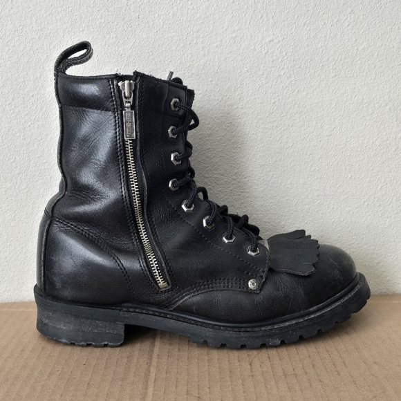 Harley Davidson Biker Boots Logger Black Leather Men\'s 10 Style 91028 main image 4